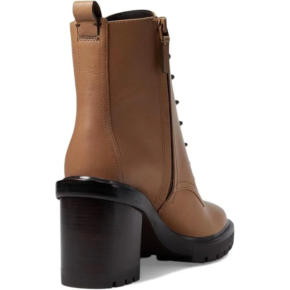 NEW Tory Burch 95 mm DOUBLE T LUG ANKLE BOOT in Almond Flour 25M2 - Picture 4 of 9